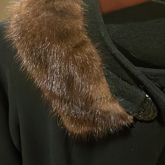 Authentic 100% cashmere pea cost with real mink collar - Picture 2 of 14